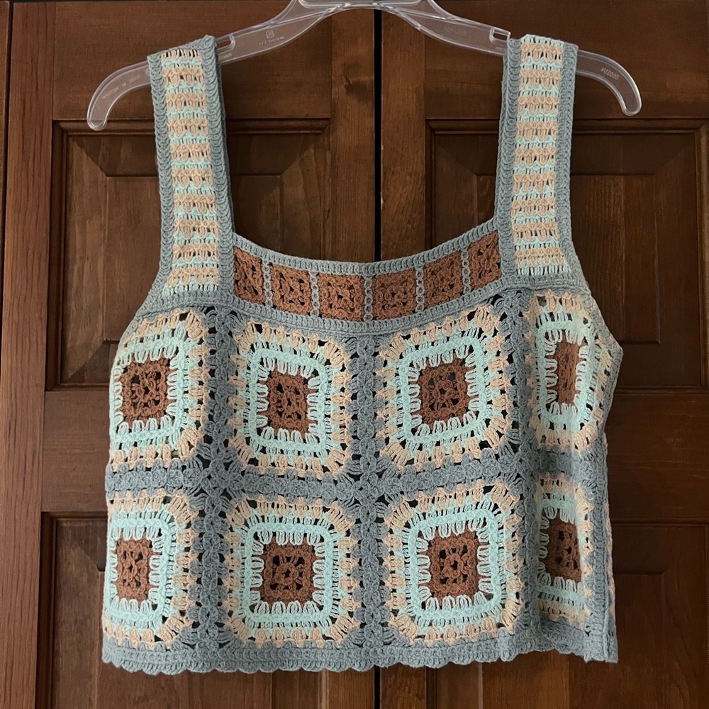 Glamorous Multicolor Crochet Crop Top-Size Large
